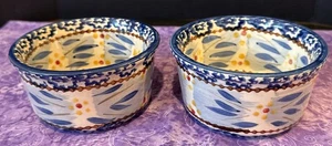 Temptations Tara Old World Blue Floral Souffle Custard Ramkin Bowl 6 Oz Set Of 2 - Picture 1 of 5