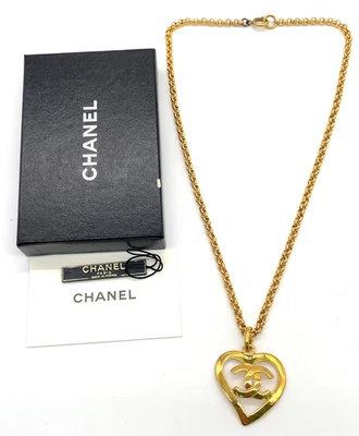 Auténtico collar Chanel vintage marca de coco corazón 95P con caja SK040249 Foto 1 de 4