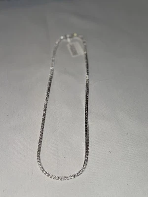 White Sapphire Sterling Silver Tennis Necklace Lab Created - Image 1 of 3