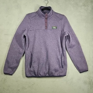 LL Bean Deep Lavender Purple 1/4 Snap Sweater Knit Fleece Pullover  Size M - Picture 1 of 15