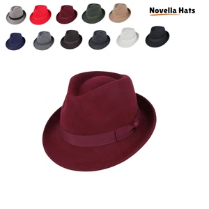 Crushable Wool Trilby Hat Fedora Style Unisex Travel Classic Western Wide - Picture 1 of 35