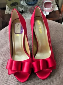 "Tacones Me Too de tela magenta punta abierta de 4"" ~ nuevos con etiquetas talla 8,5 M" - Imagen 1 de 5