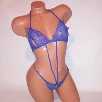 Body de una pieza de peluche lencería Baci talla única 90-160 libras púrpura encaje Stappy Pe Foto 1 de 4