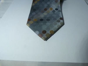 Corbata de poliéster a lunares gris, amarillo, marrón, negro John Ashford - Imagen 1 de 8