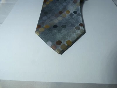 John Ashford Gray, Yellow, Brown, Black Polka Dot Polyester Tie - Image 1 of 4