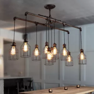 Rustic Industrial Pendant Lamp Island Light Metal Cage Ceiling Chandelier Lamp - Picture 1 of 8