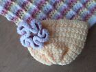 Waffle st Crochet Blanket + beanie pink and yellow, baby nursery, bassinet pram 