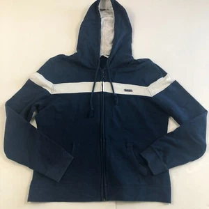 Hooded Navy Blue White Stripe Hilfiger Zip Up Jacket Size L Large Vtg? - Picture 1 of 8
