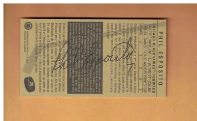 PHIL ESPOSITO AUTOGRAPHED 1994 PARKHURST TALL BOYS CARD CHICAGO BLACK HAWKS HOF - Image 1 of 2