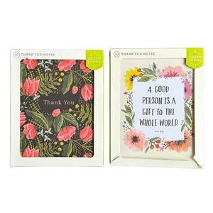 Green Inspired 20ct Flower Frame and Thank You Blank Note Cards with envelopes - Picture 1 of 4