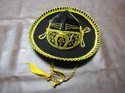 Vintage Men's Black Sombrero, Gold Colored Trim - Image 1 of 2