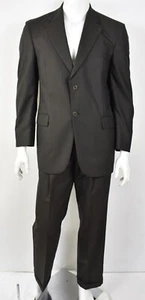 Vintage 80's 90's TOWNCRAFT Dark Brown Stripe Worsted Wool 2-Pc Suit 40R x 34W - Picture 1 of 7