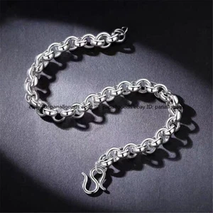 Real Pure Pt950 Platinum Chain Men 4.5mm Rolo Cable Link Bracelet 10.8g 7.9inch - Picture 1 of 9