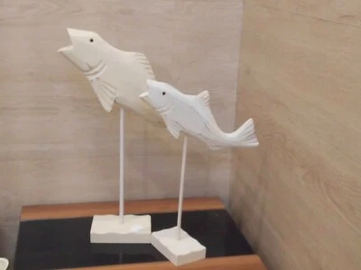 Holzfisch  34 cm      und  25 cm  hoch   Neu Figur - Bild 1 von 4
