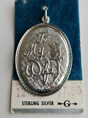 Plata de ley ~ Dije para mi esposa ~ Disco ovalado rosa ~ De colección Foto 1 de 3