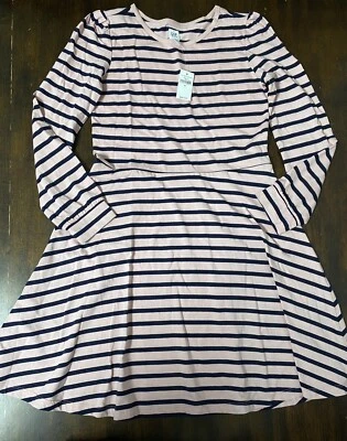 Vestido manga larga a rayas rosa y azul marino talla XL Gap para niñas nuevo con etiquetas Foto 1 de 2