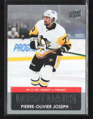 2021-22 Upper Deck #DD-10 Pierre-Olivier Joseph Debut Dates Penguins - Image 1 of 2