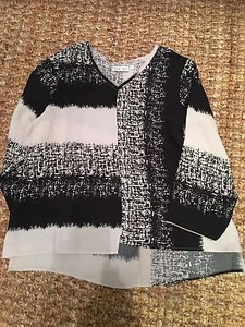 Habitat -Black White Block Striped V- Neck Top Shirt.Size S. - Picture 1 of 2
