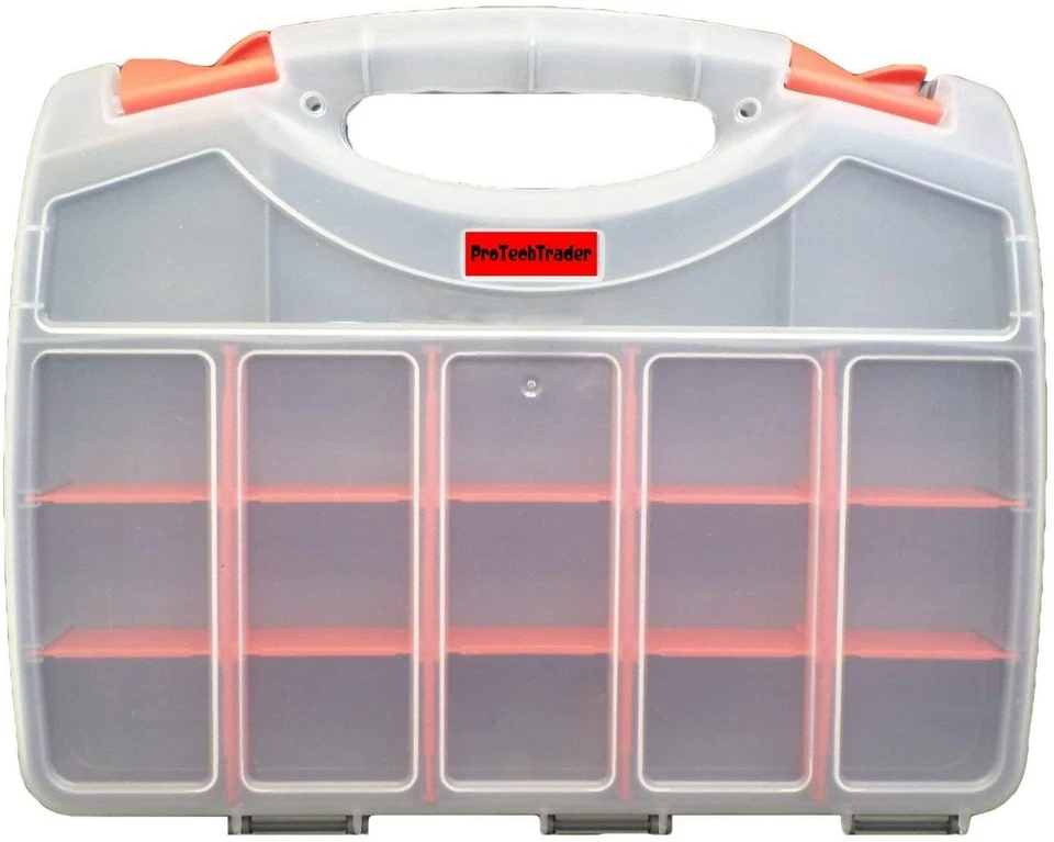 Double Sided Storage Organizer Carrying Case Adjustable Compartments 12 or 13 in - Image 1 of 4