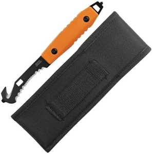 MTech Fixed Knife 2.5" Serrated 3Cr13MoV Steel Guthook Blade Orange ABS Handle - Picture 1 of 2