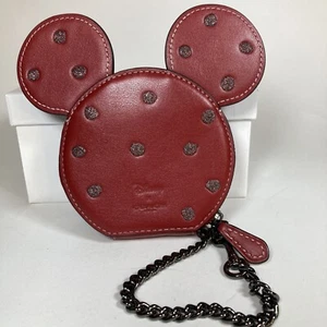 Coach X Disney Minnie Mouse Coin Case Purse Limited Edition Bag Charm Polka Dots - Picture 1 of 10
