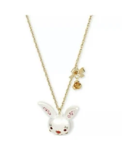 $35 Betsey Johnson Gold Tone Enamel Bunny Necklace #5 - Picture 1 of 9
