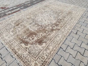 Neutral Rug 6x9, Handmade Brown Rug, Gift Rugs For Living Room, Vintage Rugs - Picture 1 of 12