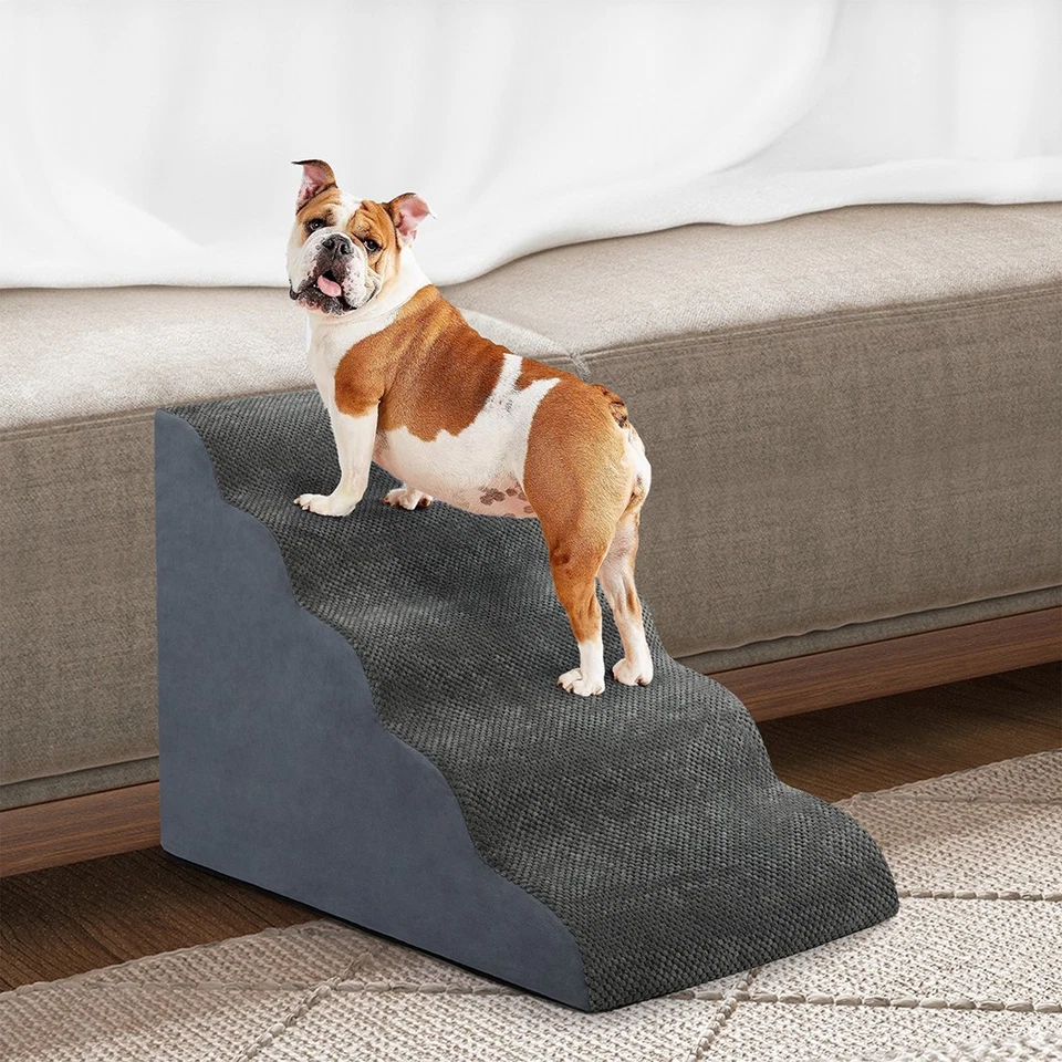Pawz Dog Stairs 5 Tiers Foam Pet Ramp Steps for High Bed Sofa Couch for Old Dogs