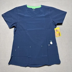 Carhartt Force Cross Flex Fast Dry Womens 4 way Stretch Scrub Top Sz Large Navy - Picture 1 of 12