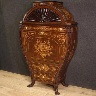 Escritorio con incrustaciones Secrétaire estilo antiguo Biedermeier muebles de oficina siglo XX Foto 1 de 4