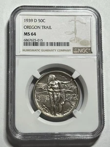 1939 D Oregon Trail Silver Commemorative Half Dollar NGC MS64 Key Date - Picture 1 of 4