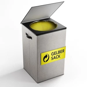 Gelber Sack Ständer 70L – Mülleimer mit Klappdeckel, Grau B-WARE Rückläufer - Bild 1 von 9