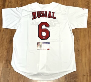 Camiseta majestuosa blanca firmada por Stan Musial de los Cardenales de San Luis - PSA/DNA - Imagen 1 de 3