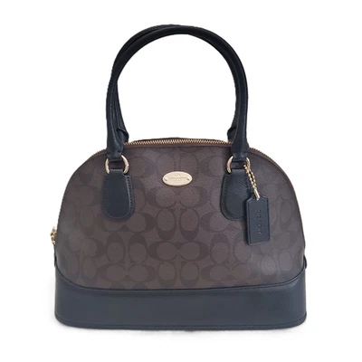 Bolso de Mano Bandolera Coach F33904 Signature Cora Domed Marrón/Negro Nuevo con Etiquetas Foto 1 de 4