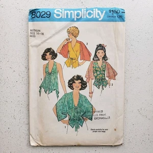 1970s Vintage 36"-38" Bust Simplicity 8029 Lace Trim Halter Top Sewing Pattern - Picture 1 of 3