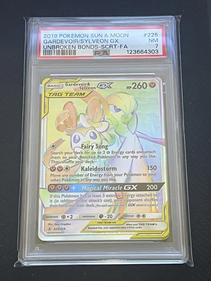 Gardevoir & Sylveon GX Secret PSA 7, Unbroken Bonds, Gardevoir & Sylveon GX 225 - Image 1 of 1