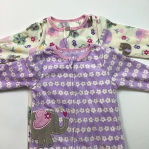 Kids Headquarters Infant Kids 2 Piece PJ Set Front Zip One-Piece, Elephants, 12M - Picture 1 of 14