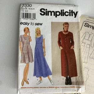 Simplicity Sewing Pattern 7330 90s Button Dress Cut Vtg 12 B: 34" Phoebe Friends - Picture 1 of 4