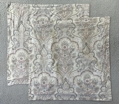 Set of 2 Pottery Barn Jordana Paisley Euro Shams 100% Cotton Percale Pink/Beige - Image 1 of 4