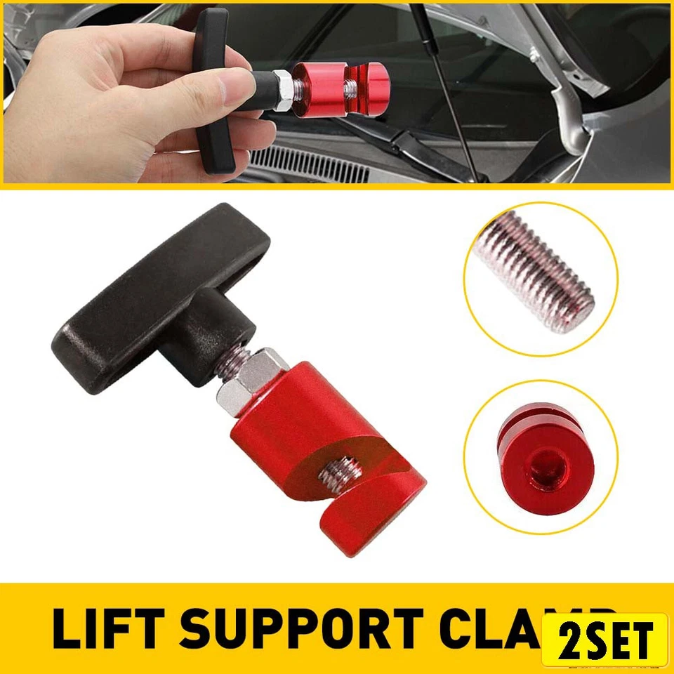 2Set Car Engine Hood Lift Rod Support Stopper Retainer Clamp Shock Prop Strut Foto 1 de 4