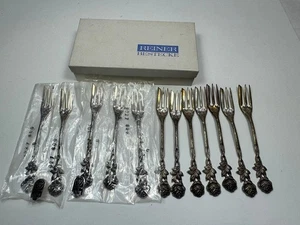 12 Stk HILDESHEIMER ROSE 800 SILBER KUCHENGABEL Kaffeebesteck 205g Silberbesteck - Picture 1 of 8