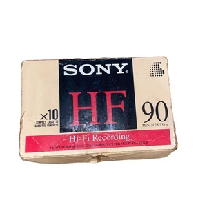 Box of 10 SONY HF 90 Minute Type I SEALED CASSETTE TAPE Hi-Fi 90 Min - Picture 1 of 6