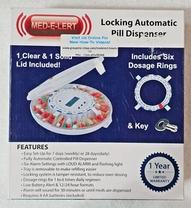 Med-e-lert Automatic Pill Dispenser 28 Day 7 Day 4 Times Needs KEY - Works Great - Picture 1 of 10
