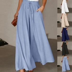 Womens Wide Leg Pants Palazzo Pants Dressy Casual Dress Pants Trousers Plus⭐Size - Picture 1 of 18
