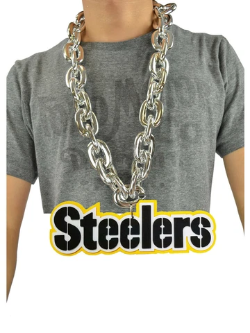 New NFL Pittsburgh Steelers SILVER Fan Chain Necklace Foam Made in USA Cover