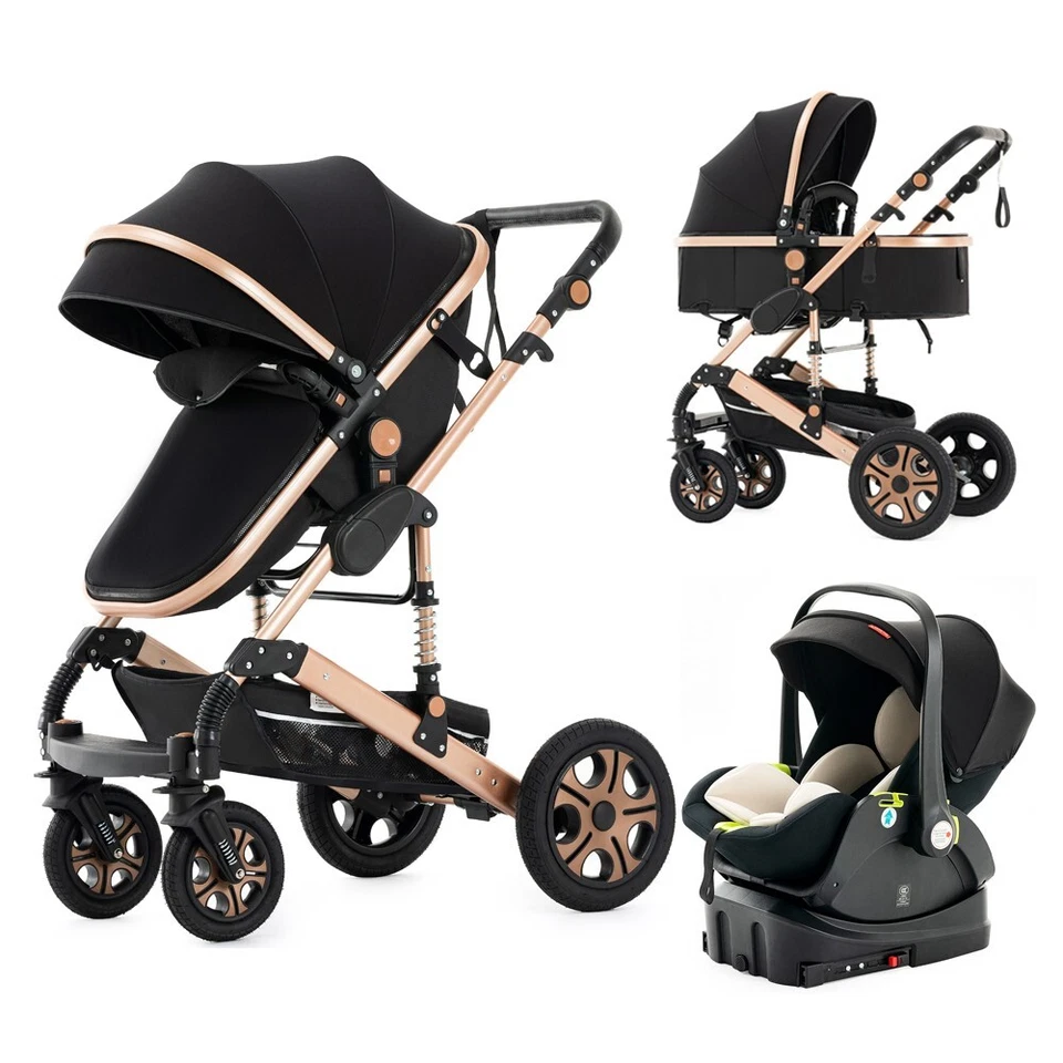 Baby Stroller Combo Car Seat, Baby Travel System with Isofix Base,Baby Pram 3in1 - Image 1 of 4