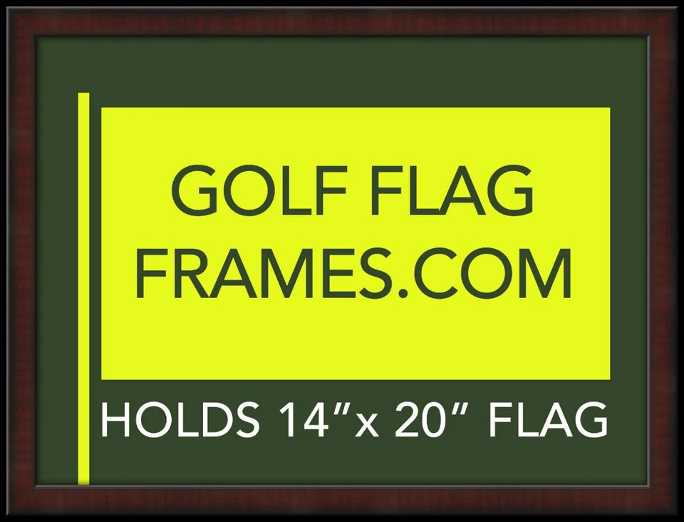 16x20 Mahogany Golf Flag Frame Moulding Brn-002 Green Mat (holds 13x17 Masters