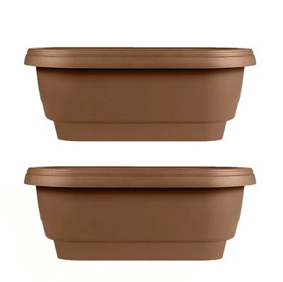 Bloem Classic Oval Deck Rail Planter, Chocolate - 24in- Quantity 2 - Image 1 of 4