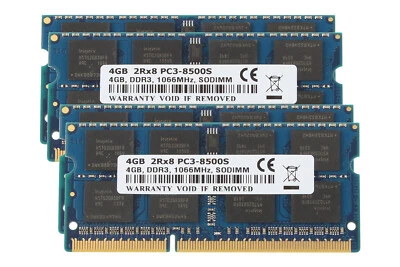 16GB 4X 4GB PC3-8500 DDR3 1066MHz 204Pin Unbuffered SODIMM Laptop Memory RAM CL7 - Image 1 of 4