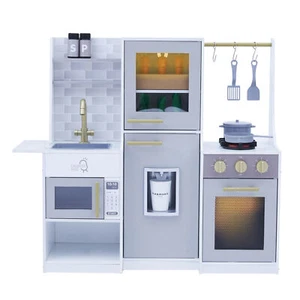 Teamson Kids Little Chef Lyon Modern Wooden Play Kitchen, Gray - Picture 1 of 12